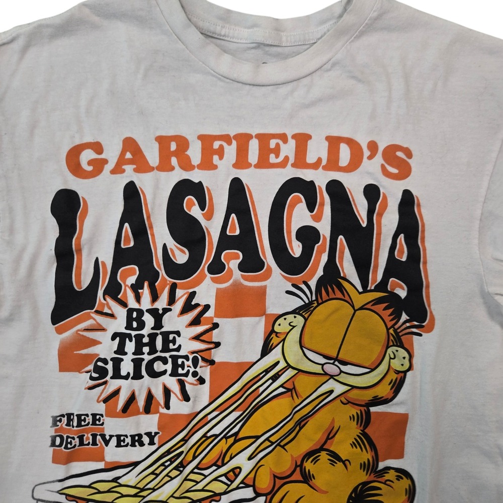 Garfield Lasagna By The Slice White Graphic T-Shirt‎ Mens Medium I Hate Mondays